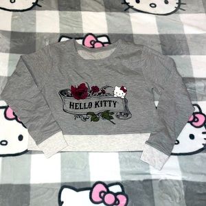 Grey hello kitty rose cropped long sleeve